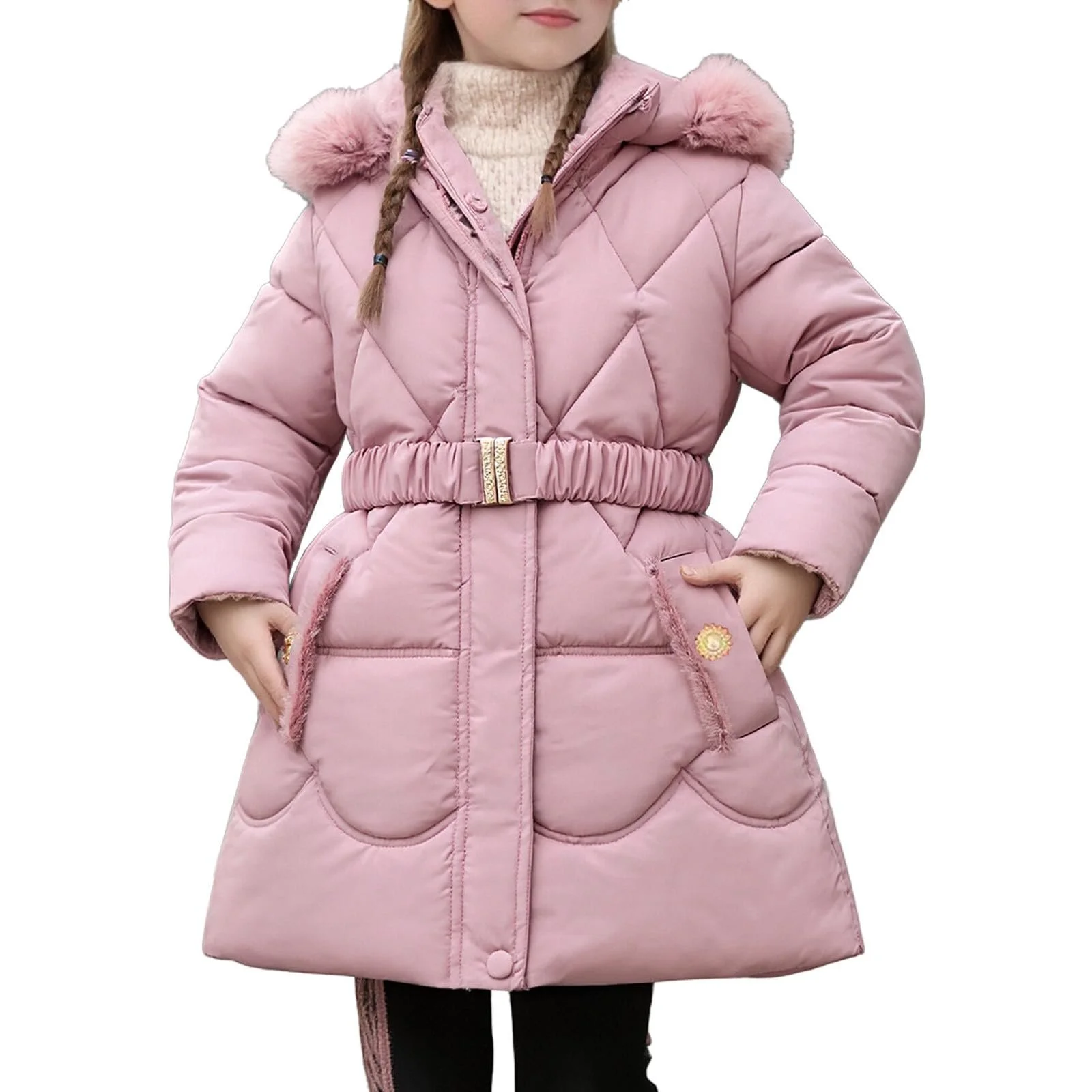 Зимова Куртка для Дівчаток Sfwqoifou, з хутряним капюшоном, фото №1