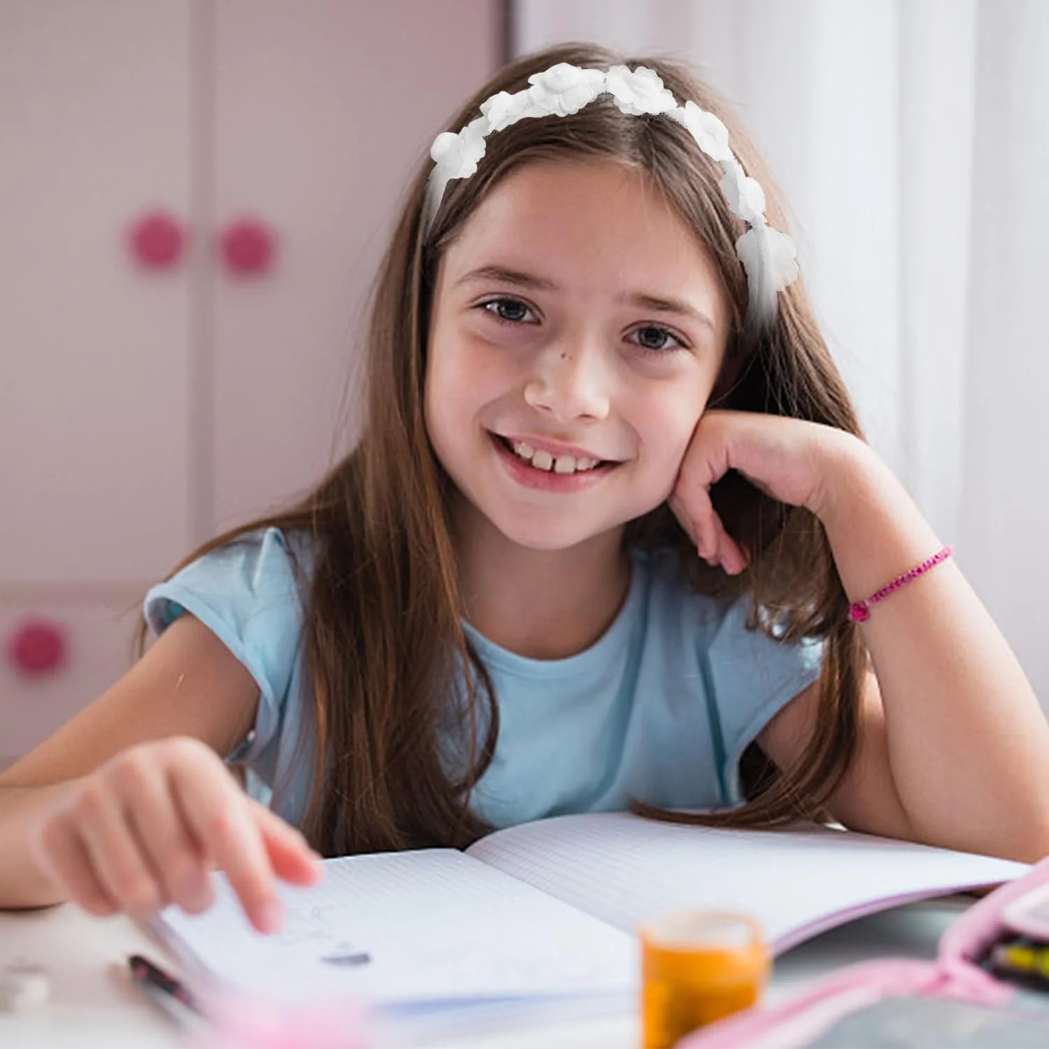 Обруч Цветочный Кружевной Белый, фото №5