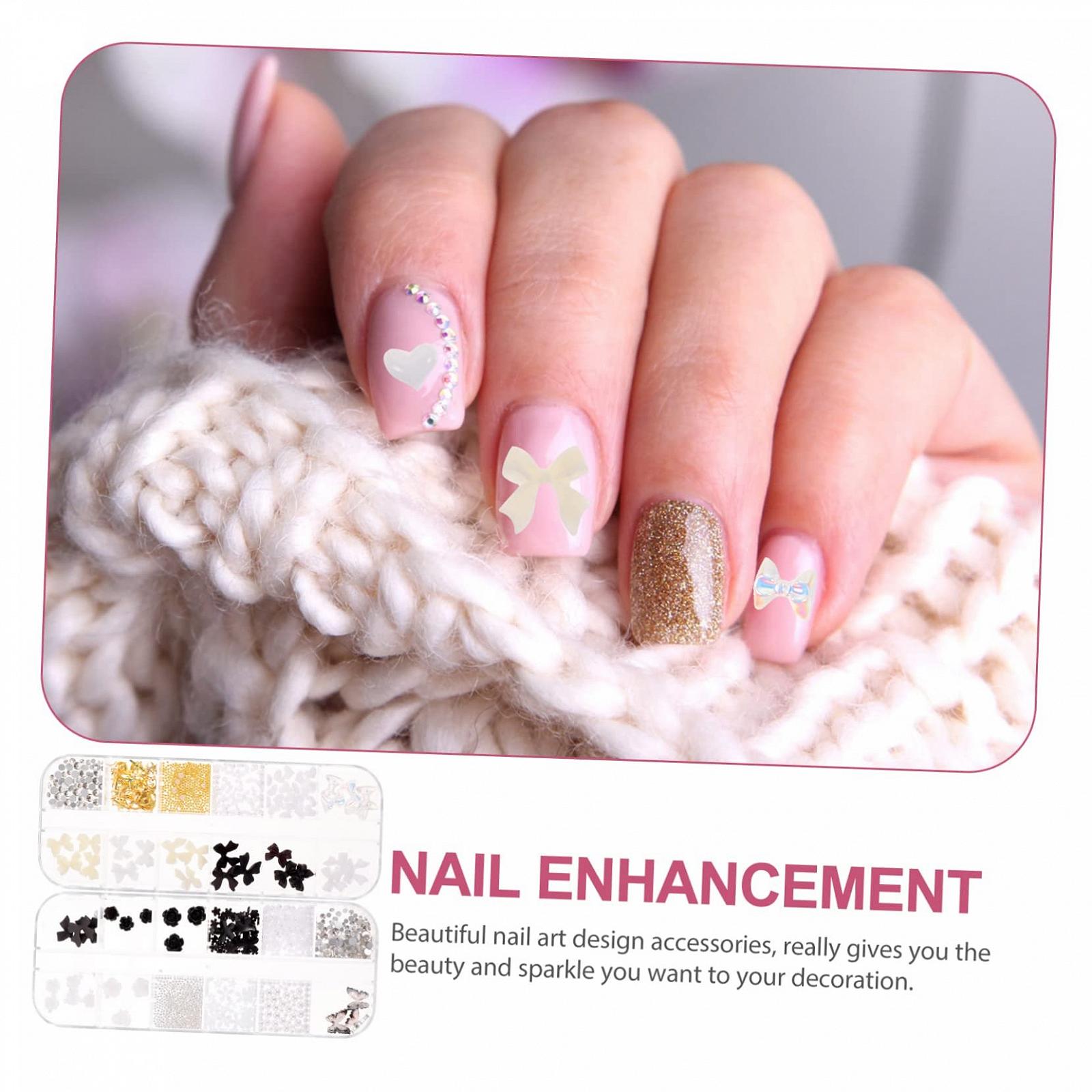 Стразы для ногтей VILLCASE Черные Бриллианты для ногтей 4 шт., подвески для нейл-арта, драгоценные камни для ногтей, подвески для ногтей своими руками, серебряные заклепки для ногтей 3d, пять лепестков, смола, фото №6