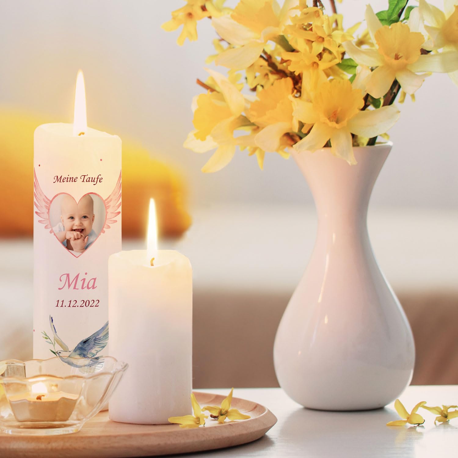 Свічка GRAVURZEILE Printed Wing Heart Baby Photo Candle для хрестин персоналізована з фото 250/80 мм, фото №5 Свічка GRAVURZEILE Printed Wing Heart Baby Photo Candle для хрестин персоналізована з фото 250/80 мм, фото №5