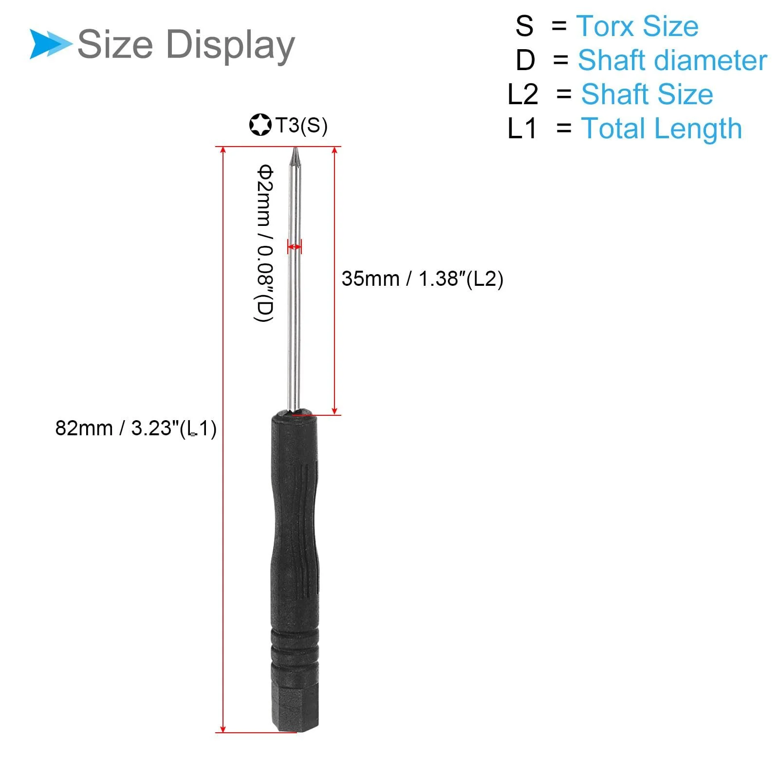 Викрутка прецизійна Torx T3 82 мм сталева з антиковзною рукояткою 5 шт., фото №2