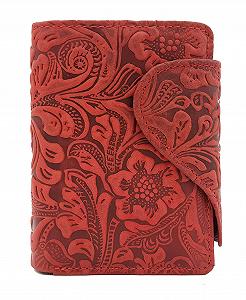 Кошелек Женский Jockey Club Liane Floral Motifs Кожаный Высокий Защита RFID Красный - Фото 1