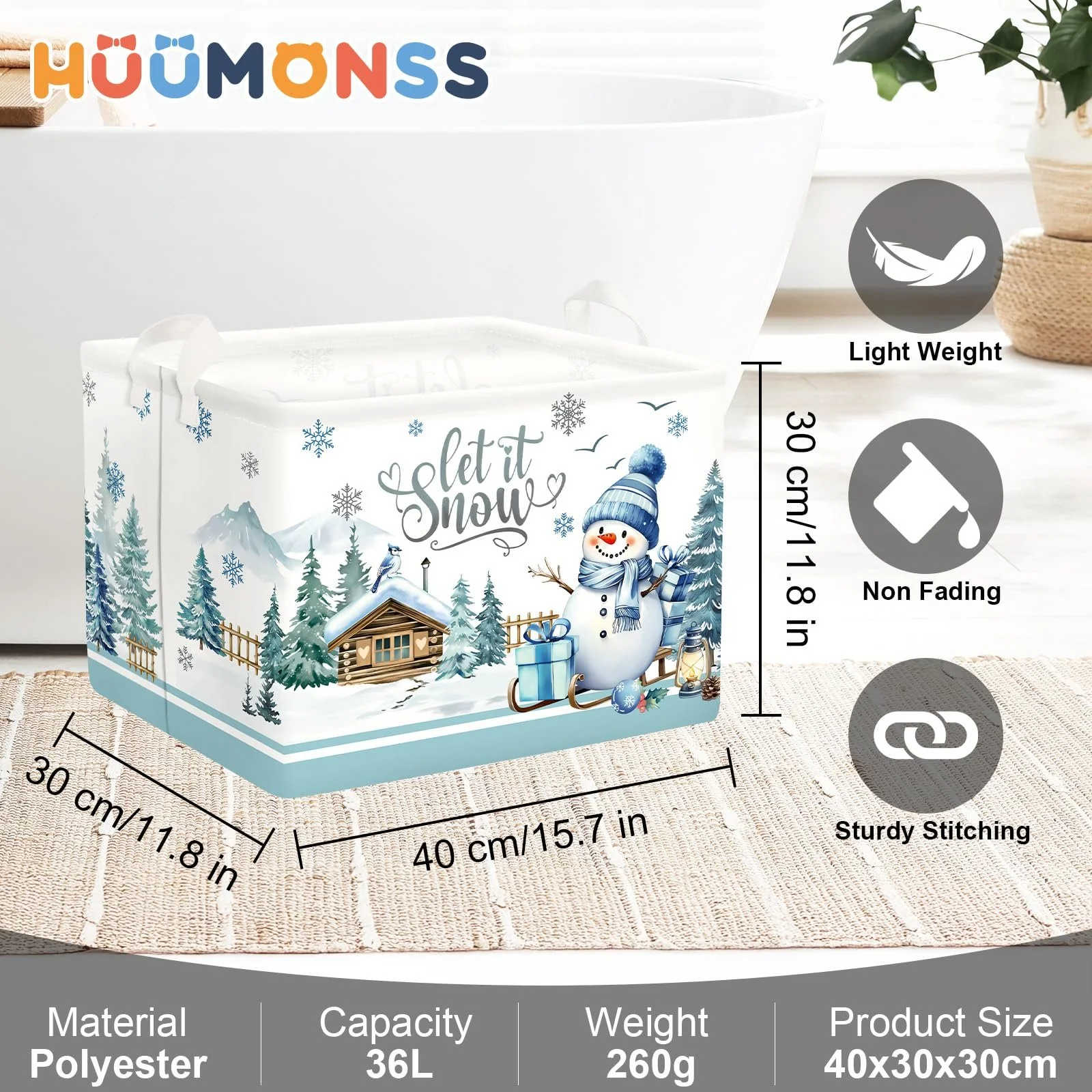 Корзина для игрушек Снеговик HUUMONSS для мальчиков и девочек Водонепроницаемая, 36 л, фото №6 Корзина для игрушек Снеговик HUUMONSS для мальчиков и девочек Водонепроницаемая, 36 л, фото №6