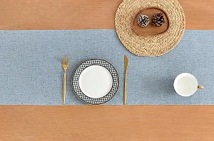 Ранер для столу Wracra Rustic Farmhouse 120 см Dusty Blue synthetic.ua - Фото 1