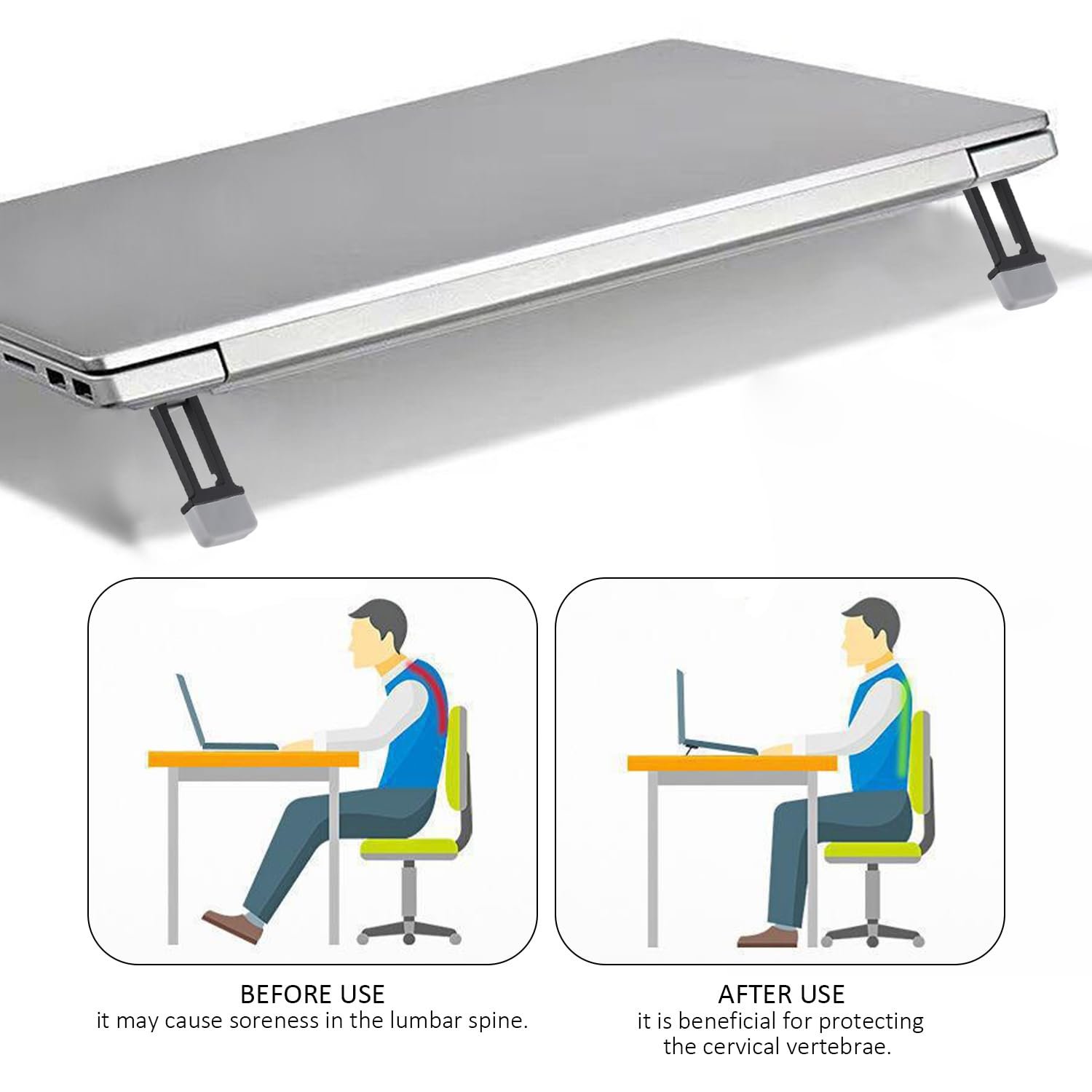 Підставка для комп'ютера (2 шт) Без бренду Складана Тримач для охолодження Портативна Чорний, фото №4