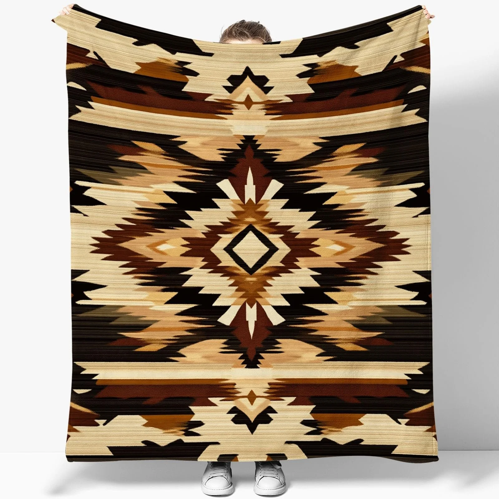 Покривало Фланелева М'яка, Ретро Килим, Текстура, Brown Yellow, 220 x 240 см, фото №5