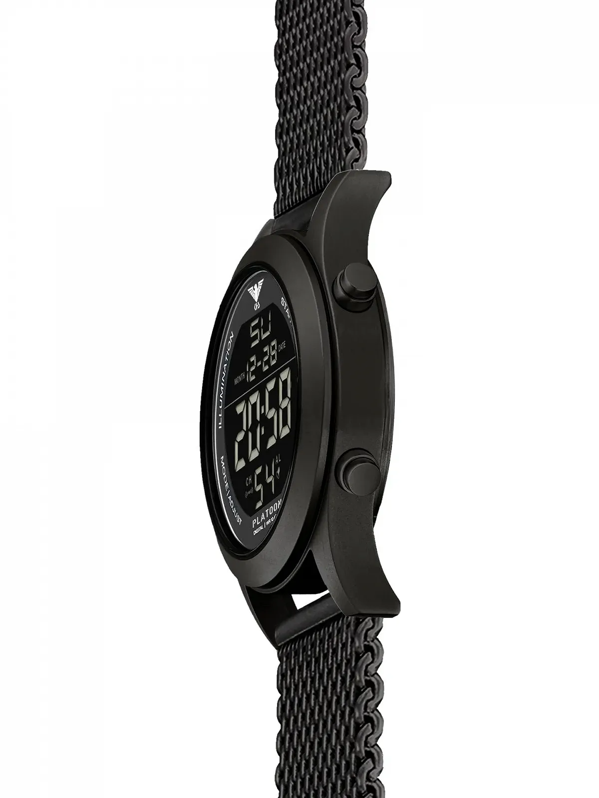 Мужские цифровые часы KHS Platoon Black с сетчатым ремешком, черные, Military, фото №4 Мужские цифровые часы KHS Platoon Black с сетчатым ремешком, черные, Military, фото №4