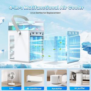 Мобільний кондиціонер 5 в 1 з розпилювачем 800 мл USB Type-C Без витяжного шланга 2000 мАг synthetic.ua - Фото 1