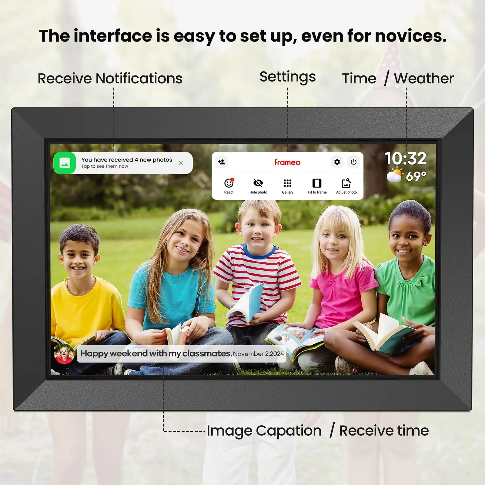Цифровая фоторамка Frameo IPS-Touchscreen 1280 x 800 10.1" WLAN 32 GB, фото №7 Цифровая фоторамка Frameo IPS-Touchscreen 1280 x 800 10.1" WLAN 32 GB, фото №7