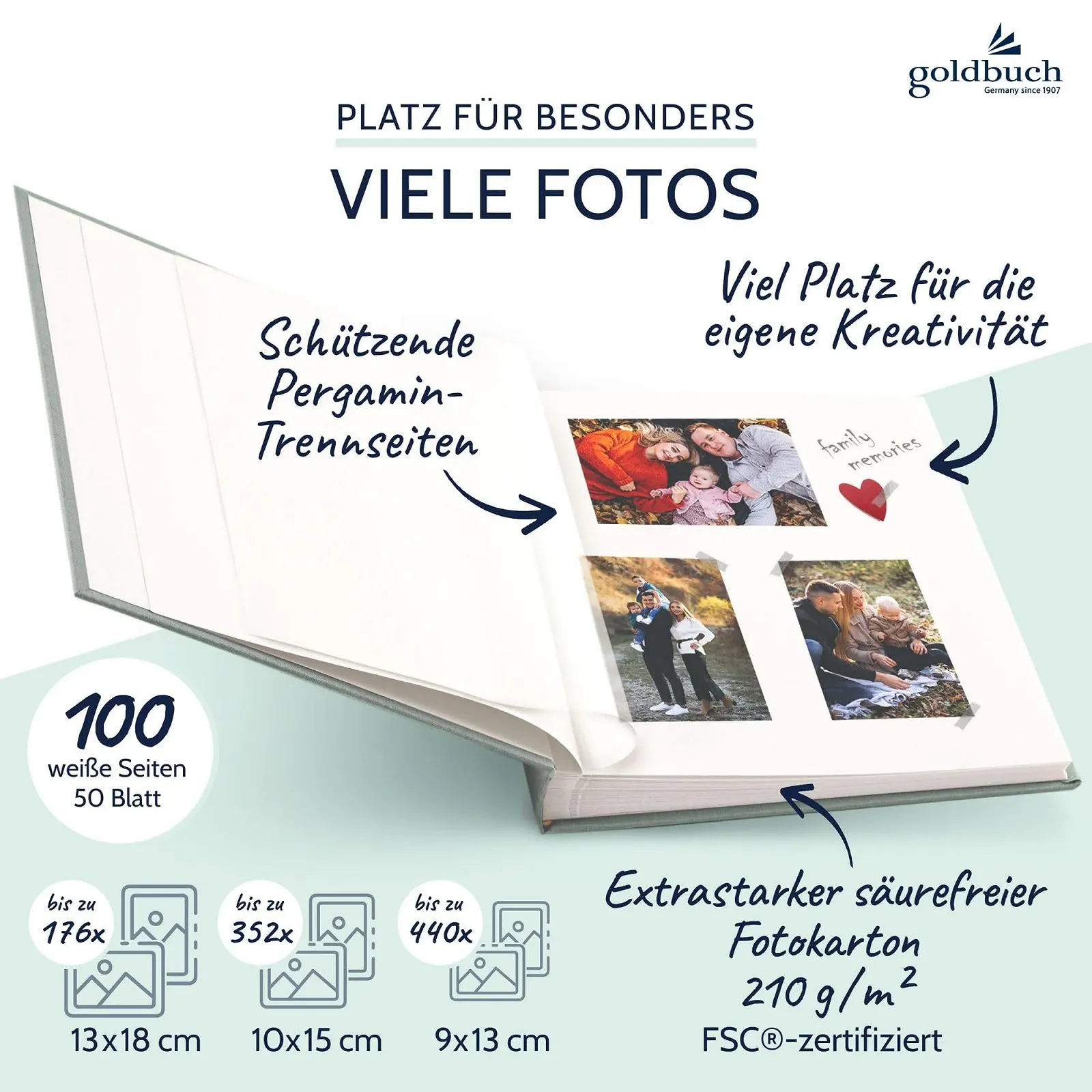 Фотоальбом goldbuch Aus klein wird GRO", 30 x 31 x 6 cm, зеленый, фото №4 Фотоальбом goldbuch Aus klein wird GRO", 30 x 31 x 6 cm, зеленый, фото №4