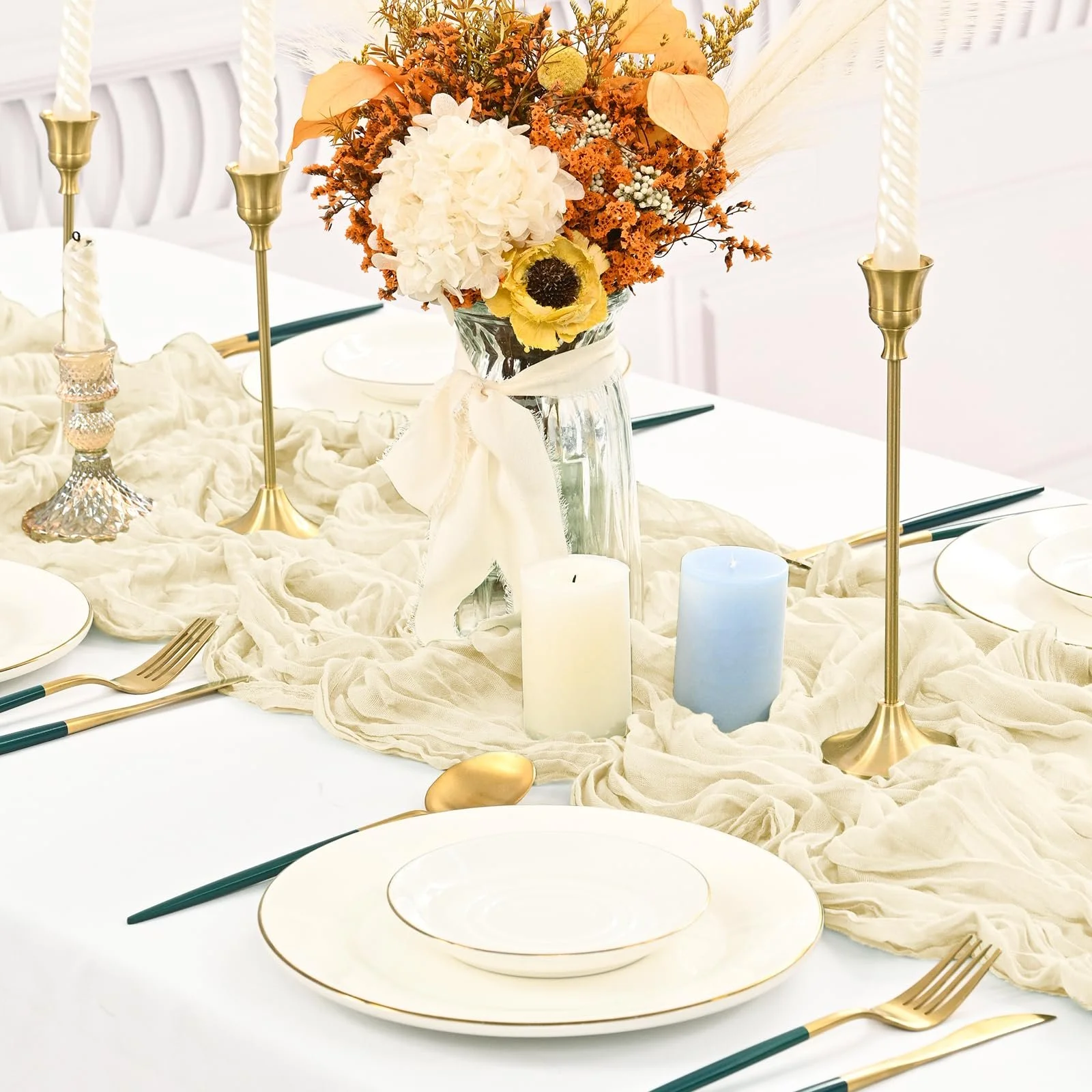 Ранер Cheesecloth Rustic Boho 16 шт. 55 x 300 см Ivory, фото №4