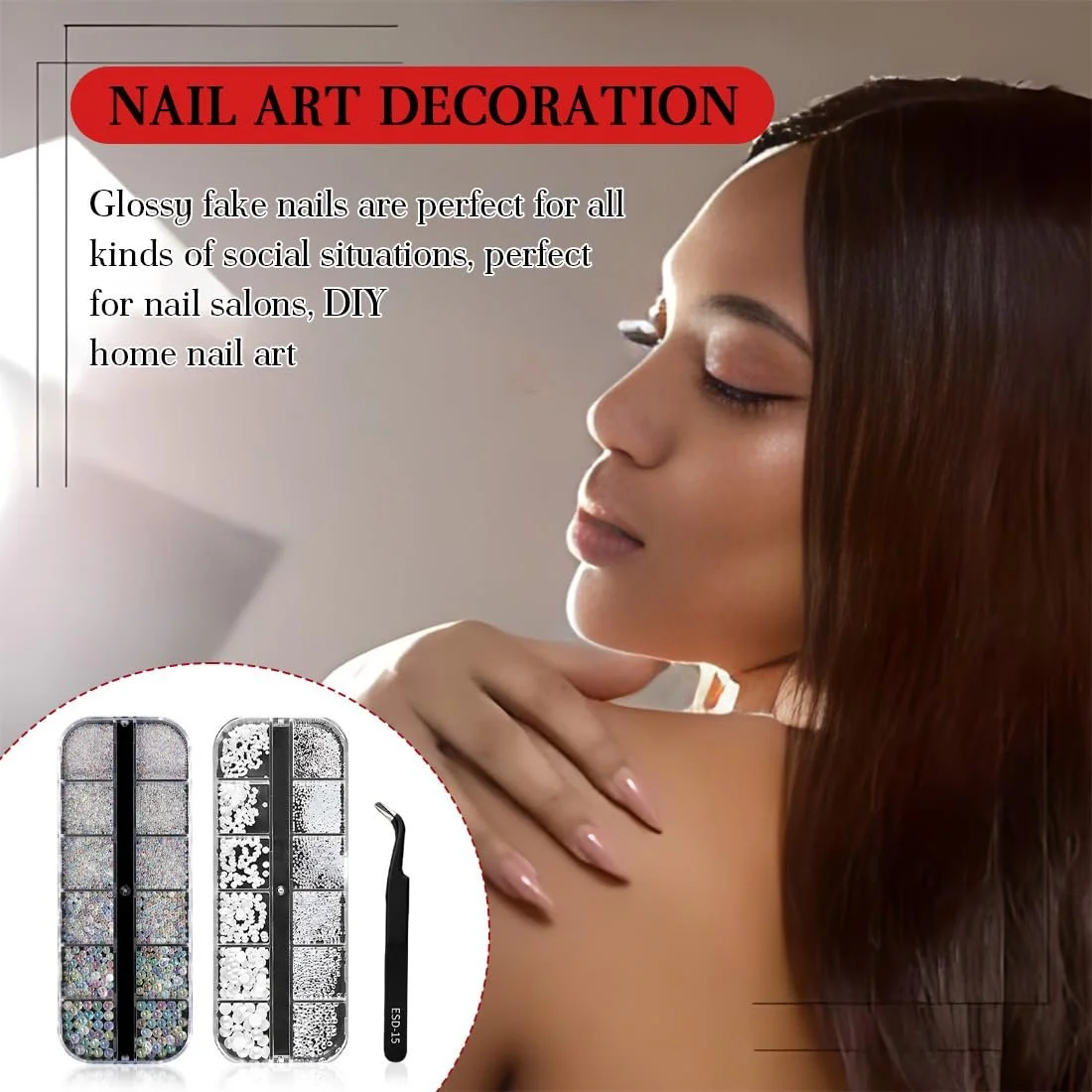 Стразы для ногтей 5000 шт., блестки для ногтей, блестки, наклейки для ногтей с кристаллами, драгоценные камни для ногтей, AB стразы с пинцетом для подбора для наборов для украшений, аксессуары для ногтей, 2 мм, фото №6