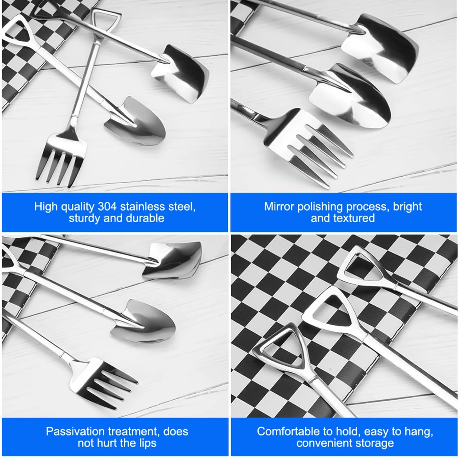 Ложка-виделка лопатка з нержавіючої сталі, 12 шт., фото №3 Ложка-виделка лопатка з нержавіючої сталі, 12 шт., фото №3