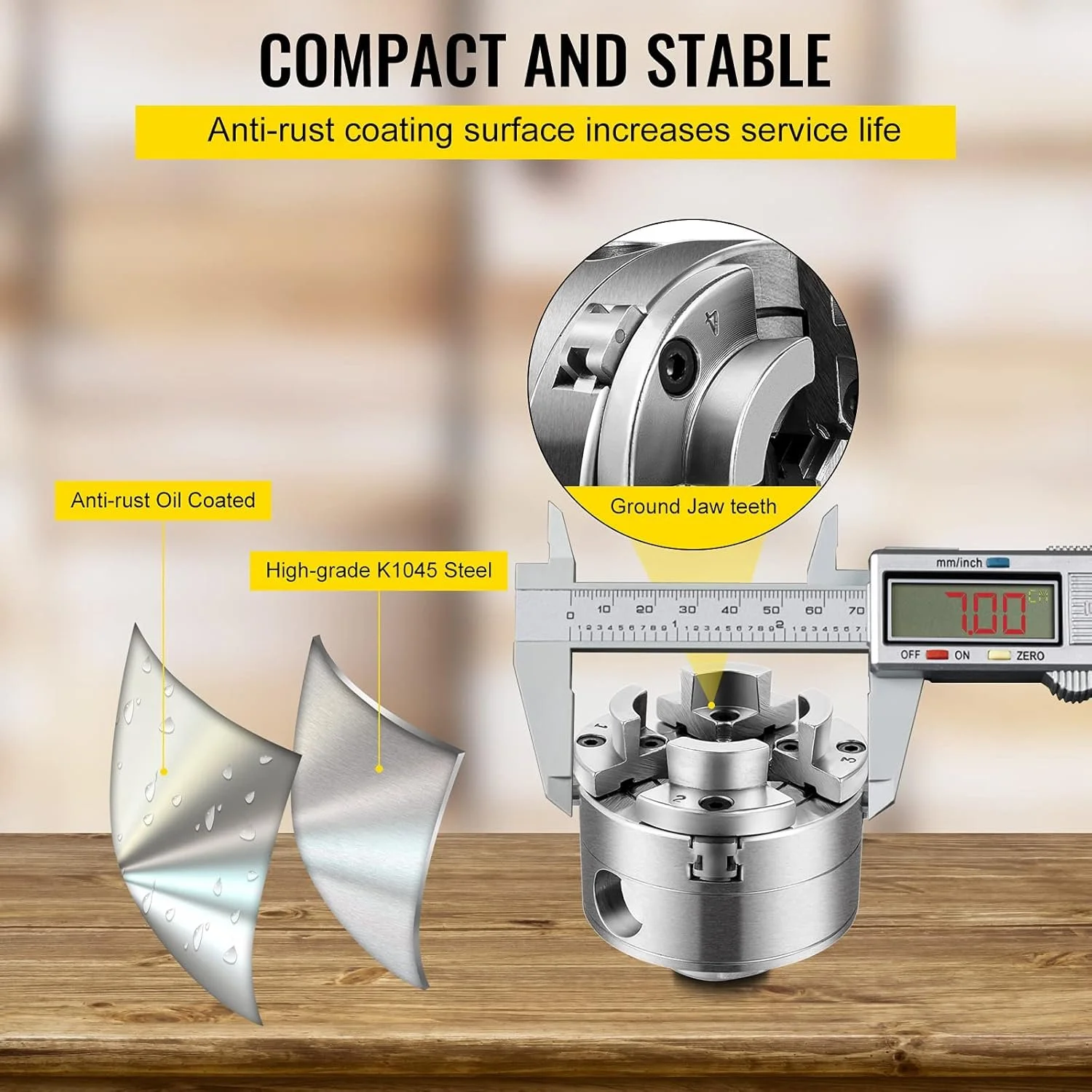 Токарный патрон Vevor 70 мм Серебристый, фото №6