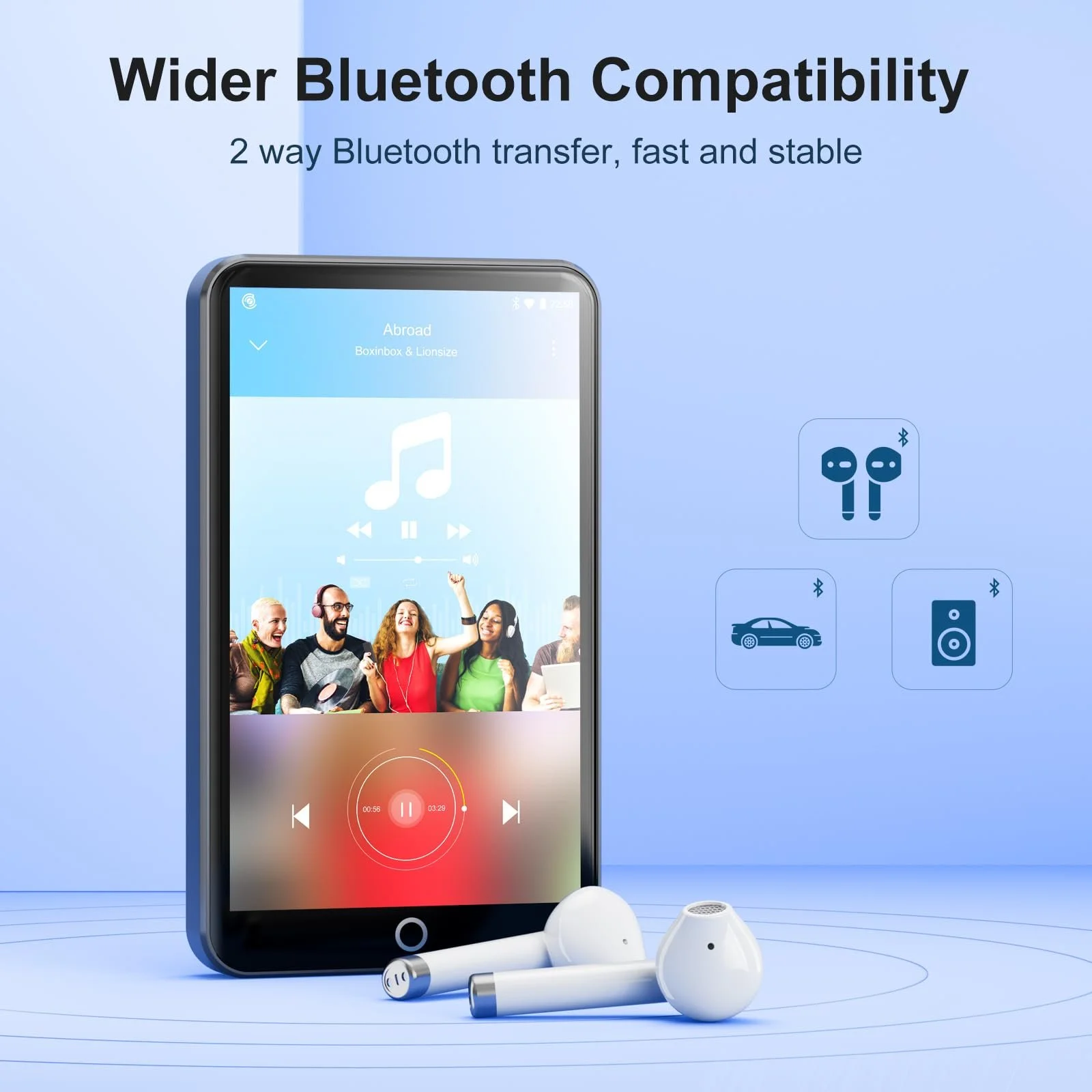 MP3 плеєр MECHEN Bluetooth WiFi, портативний Android MP4 плеєр з Amazon Music, Deezer, Audible, 4-дюймовий сенсорний екран, сірий, фото №5