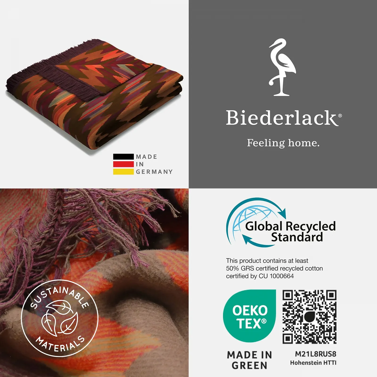 Плед Bocasa Biederlack Visiona Cotton Plus 150x200 см Marokko, King, фото №5 Плед Bocasa Biederlack Visiona Cotton Plus 150x200 см Marokko, King, фото №5