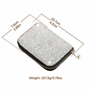 Картхолдер AsAlways Rhinestone для кредитных карт для женщин, с RFID-защитой, тонкий кожаный кошелек на молнии, серебристый, Modern, серебристый synthetic.ua - Фото 1