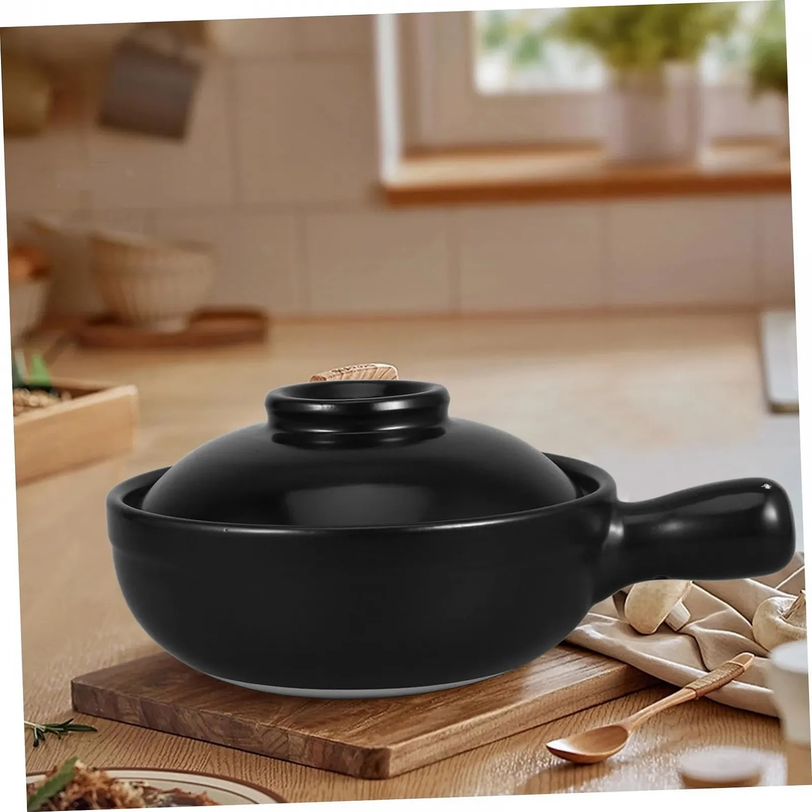 Горщик керамічний SOLUSTRE теракотовий з кришкою термостійкий 900 мл, фото №6