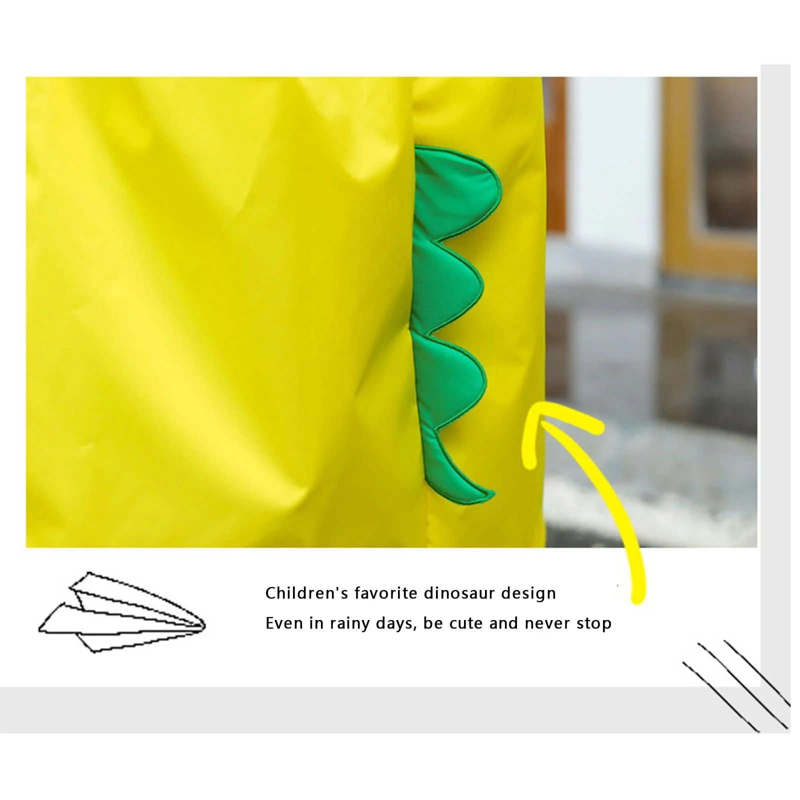 Дитячий дощовик WERNZATT Динозавр з сумкою для зберігання, багаторазове пончо з капюшоном, фото №6
