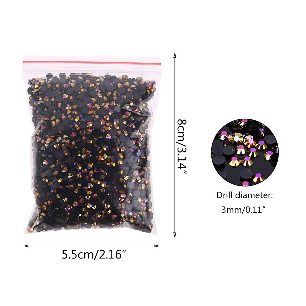 Кристальные стразы круглые с плоской задней частью Черный, 5000 шт, фото №6