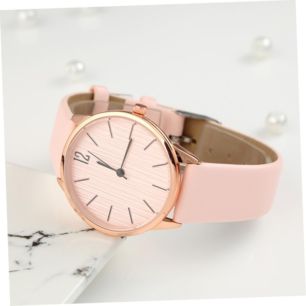 Жіночий годинник Шкіряний годинник Quartz PartyKindom Аналоговий Регульований Годинник для відпочинку Рожевий, фото №3