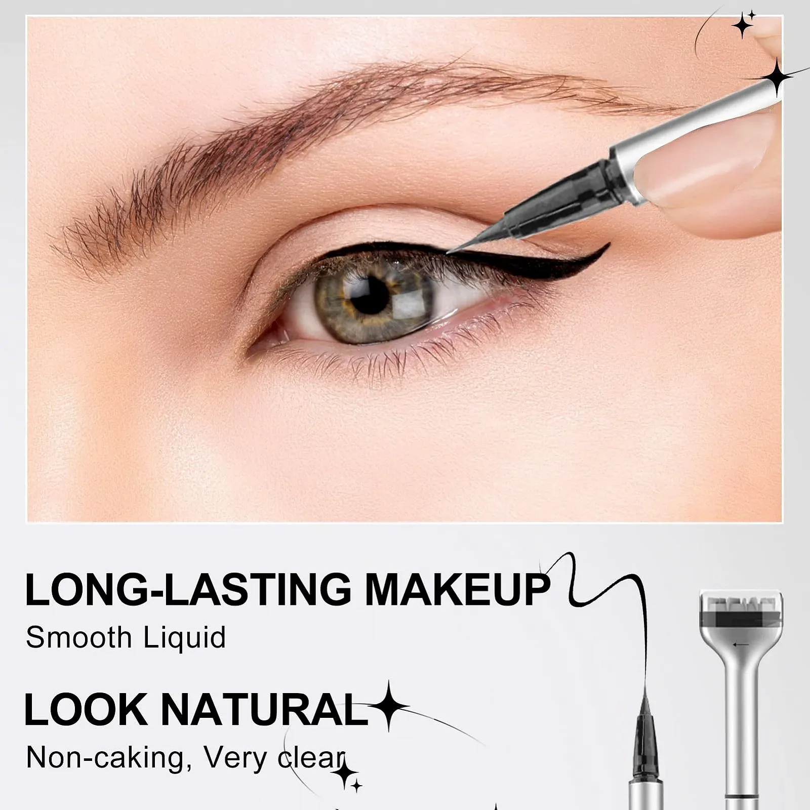 Подводка 2-в-1 Водостойкая, штамп для нижних ресниц, фото №7