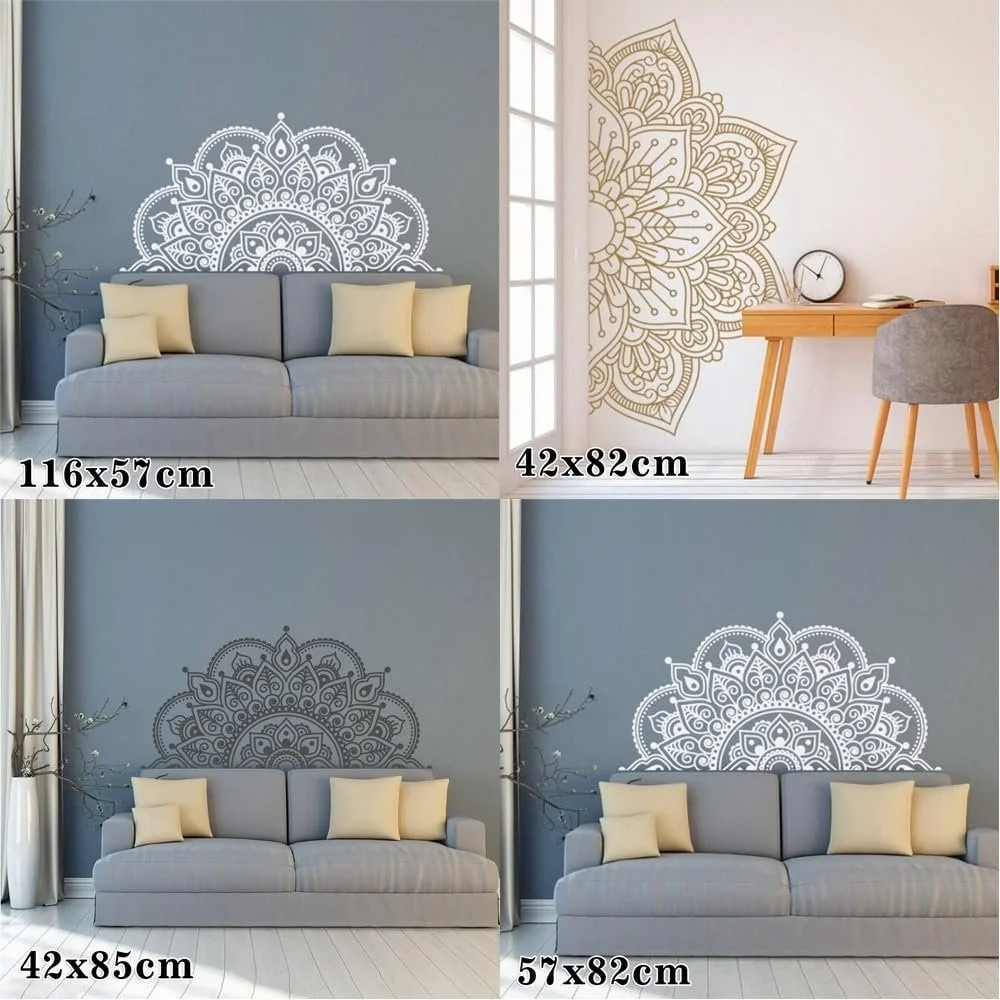 Наклейка на стіну Large Mandala Boho Flower Біла 116 x 57 см, фото №4