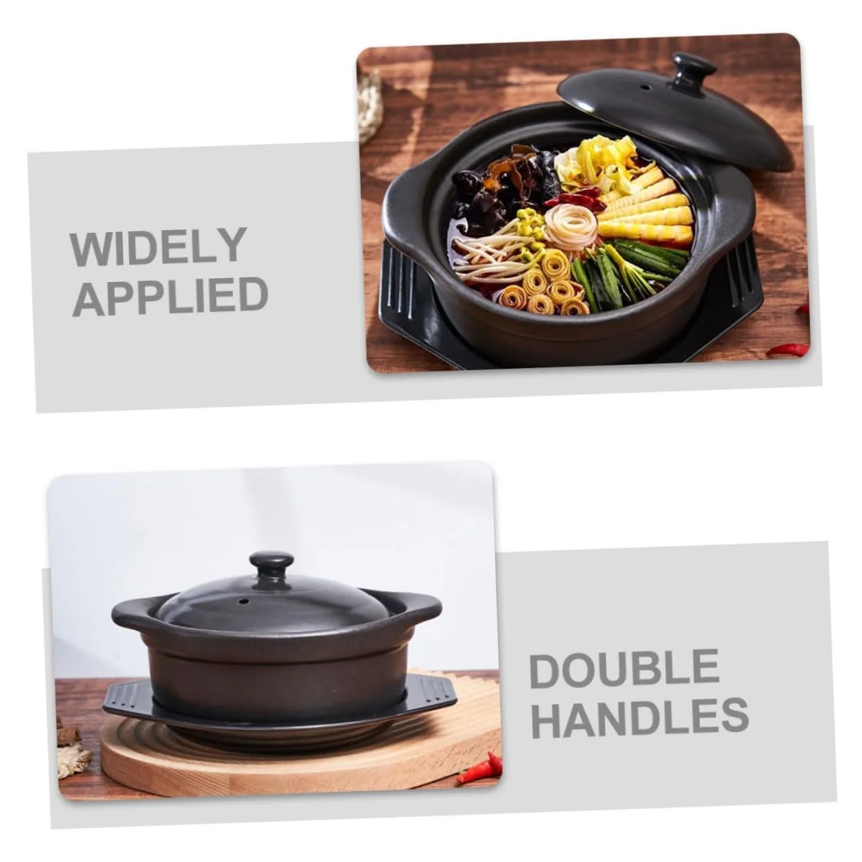 Каструля ABOOFAN керамічна з кришкою 1,26 л антипригарна з подвійними ручками для супу та тушкування, фото №8