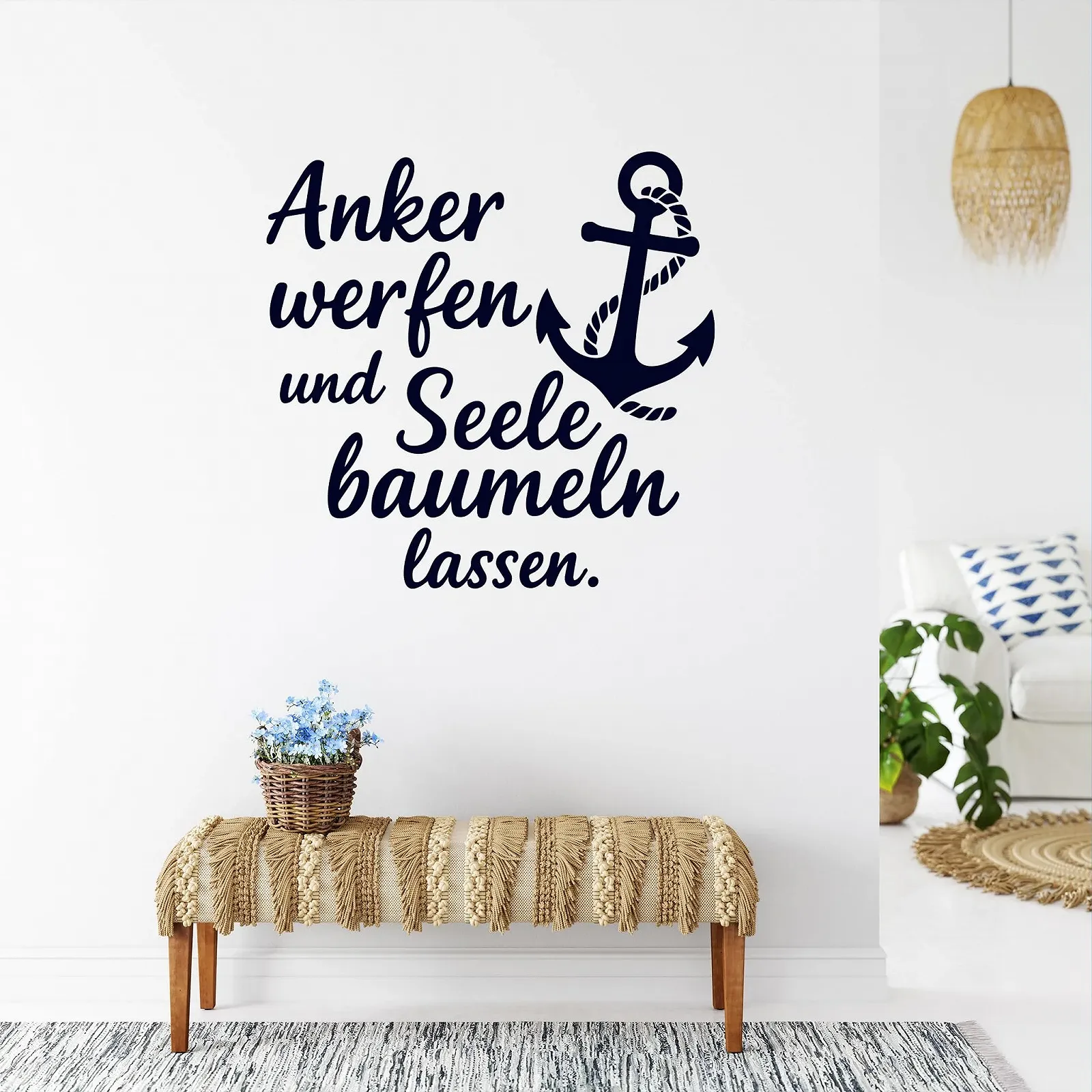 Наклейка на стіну морська Якір "Throw and Let Your Soul Dangle" Вінілова Розмір 2 60 x 58 см, фото №4