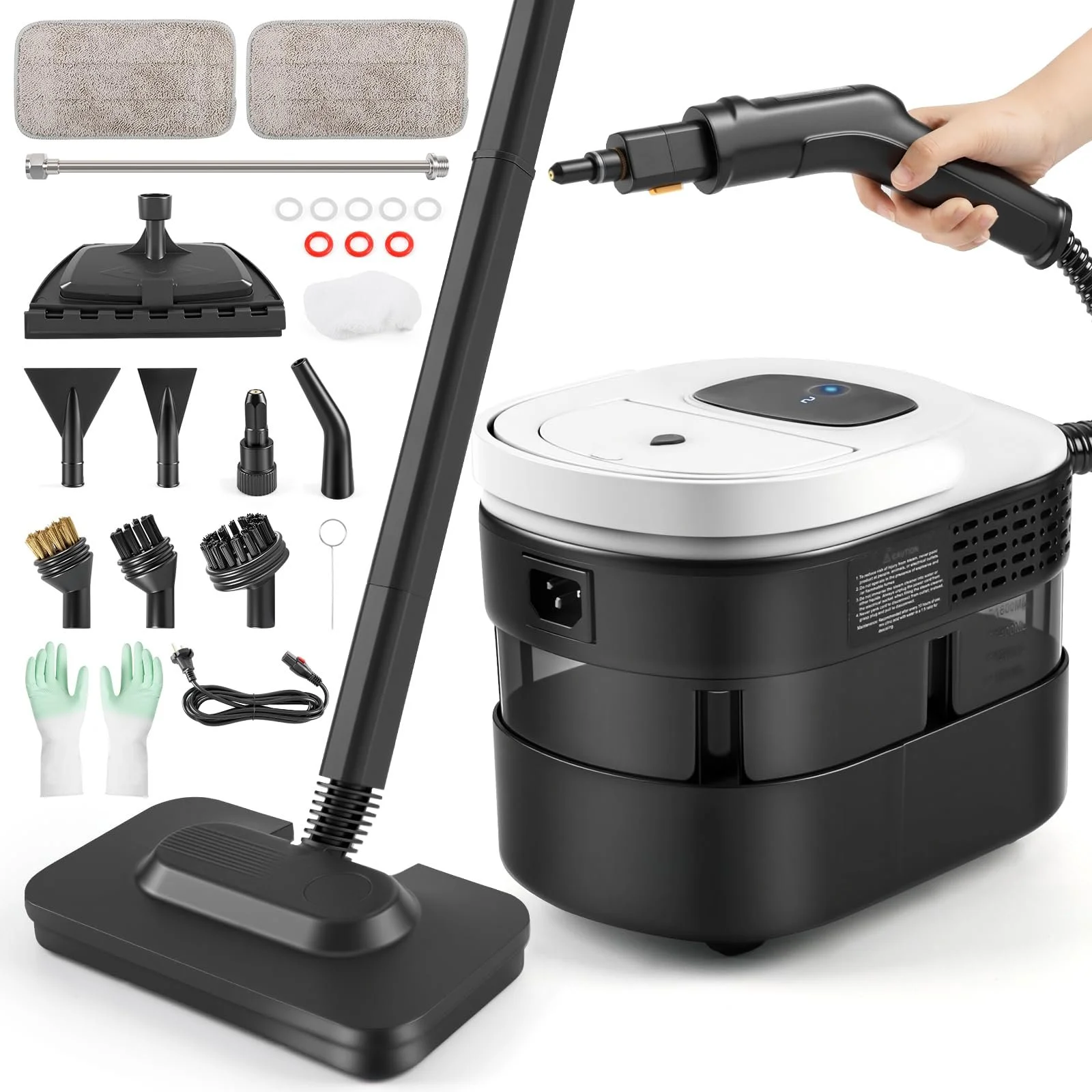 Пароочисник ручний 2500 Вт з 15 аксесуарами 4.5 бар 1600 мл переносний, фото №1