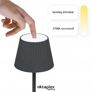 Настільні лампи комплект 2 шт Oktaplex Vero LED 200 лм IP54 акумуляторні 37 см Антрацит synthetic.ua - Фото 1