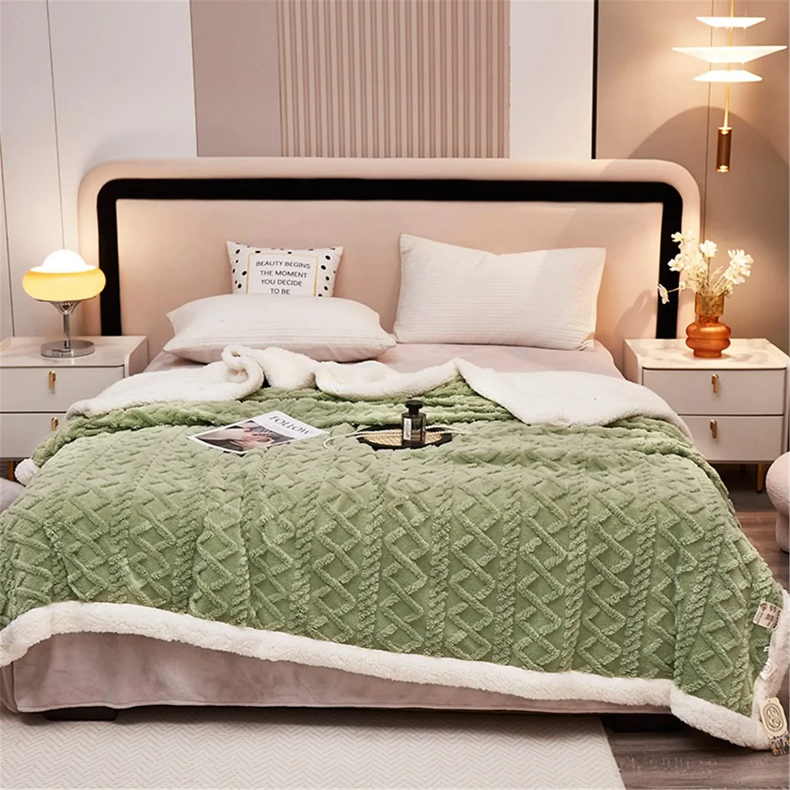 Покривало Hayisugal Fluffy Sherpa Cuddly, зелена, 150 x 200 см, фото №7 Покривало Hayisugal Fluffy Sherpa Cuddly, зелена, 150 x 200 см, фото №7