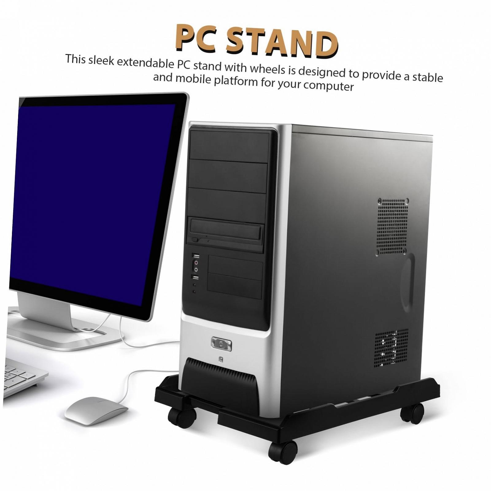Мобильная Подставка для Компьютерного Блока UKCOCO с Колесиками и Телескопической Функцией, Прочная Подставка для Настольного ПК для Офиса и Школы, Держатель ЦП Напольный с Механизмом Блокировки, фото №3