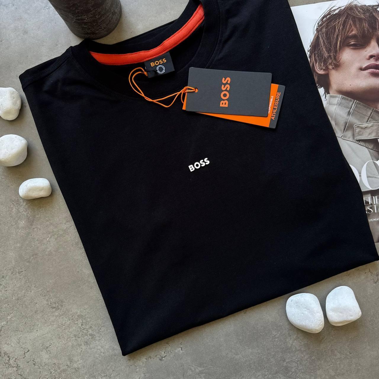 Мужская футболка Boss черная брендовая босс Качественная стильная на лето, фото №4