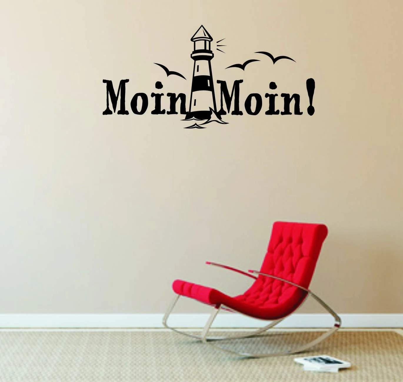 Наклейка на стену Moin Moin! Greeting Coast Sea Hamburg Lighthouse 600 x 300 мм Серый, фото №2