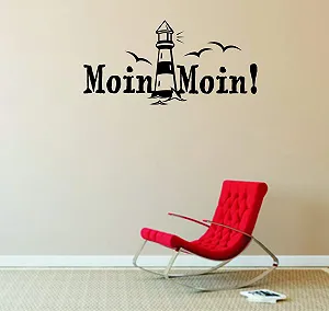 Наклейка на стену Moin Moin! Greeting Coast Sea Hamburg Lighthouse 600 x 300 мм Серый synthetic.ua - Фото 1