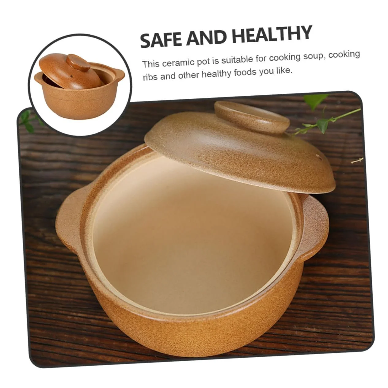 Кастрюля керамическая с крышкой термостойкая компактная равномерный нагрев для дома, фото №9