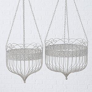 Підвісні кошики для рослин CasaJame Набір з 2 шт. Залізо Білі 32-38 см - Фото 1