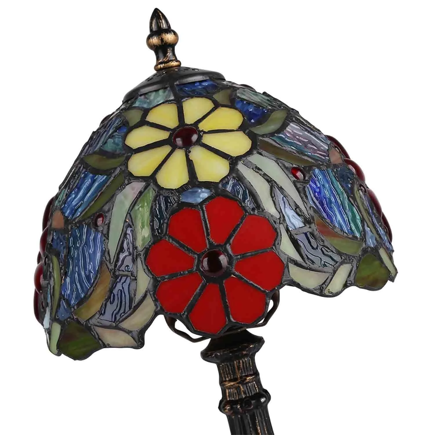 Настільна лампа Barcelona LED Saura Tiffany 20 см Вітражне скло Ретро ар-нуво Мультиколор, фото №5