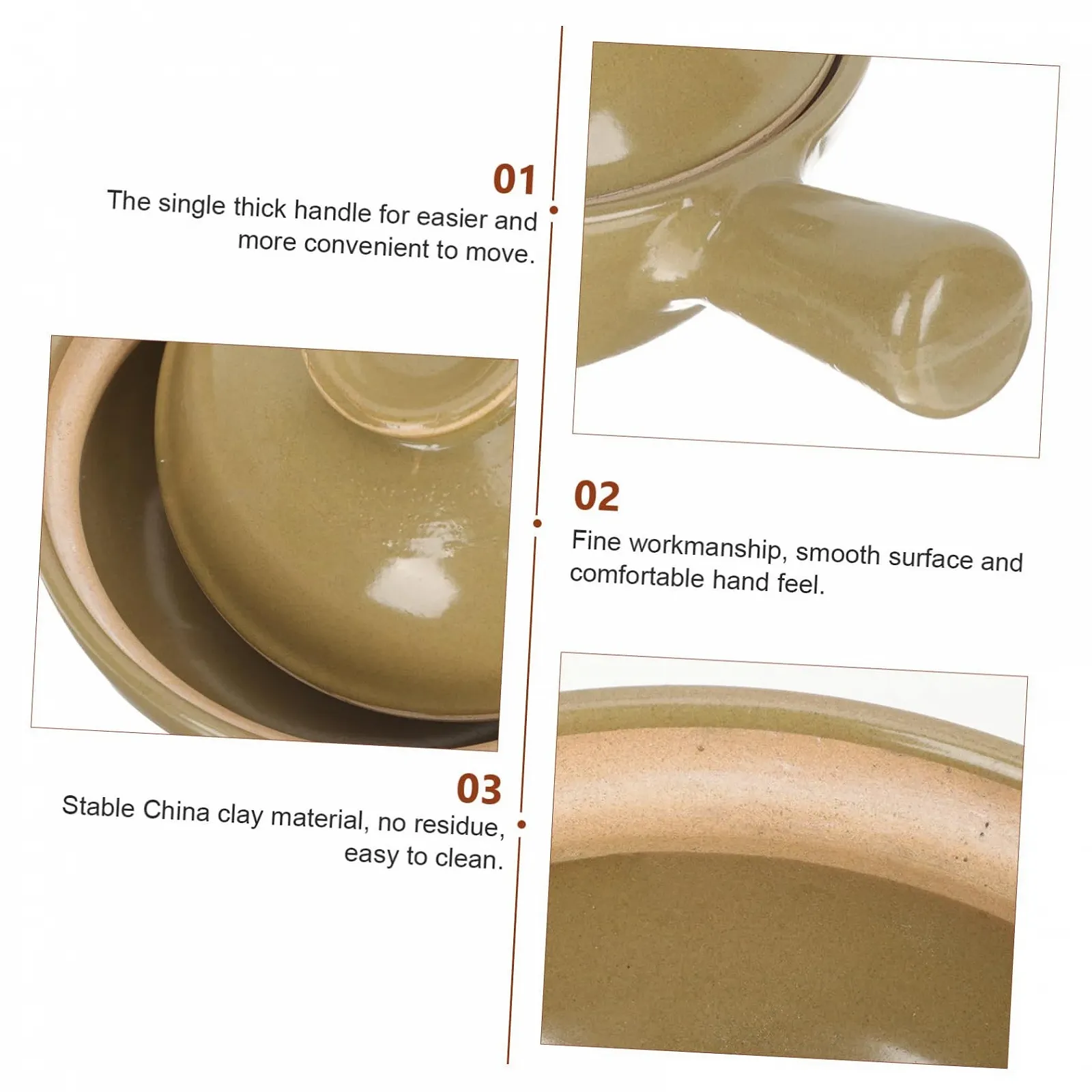 Кастрюля GALPADA термостойкая с ручками керамическая, фото №7