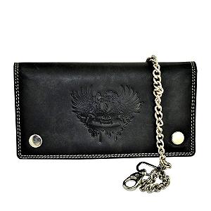 Кошелек flevado Кожа буйвола Wild Buffalo Scull Skull Biker замшевый с цепью - Фото 1