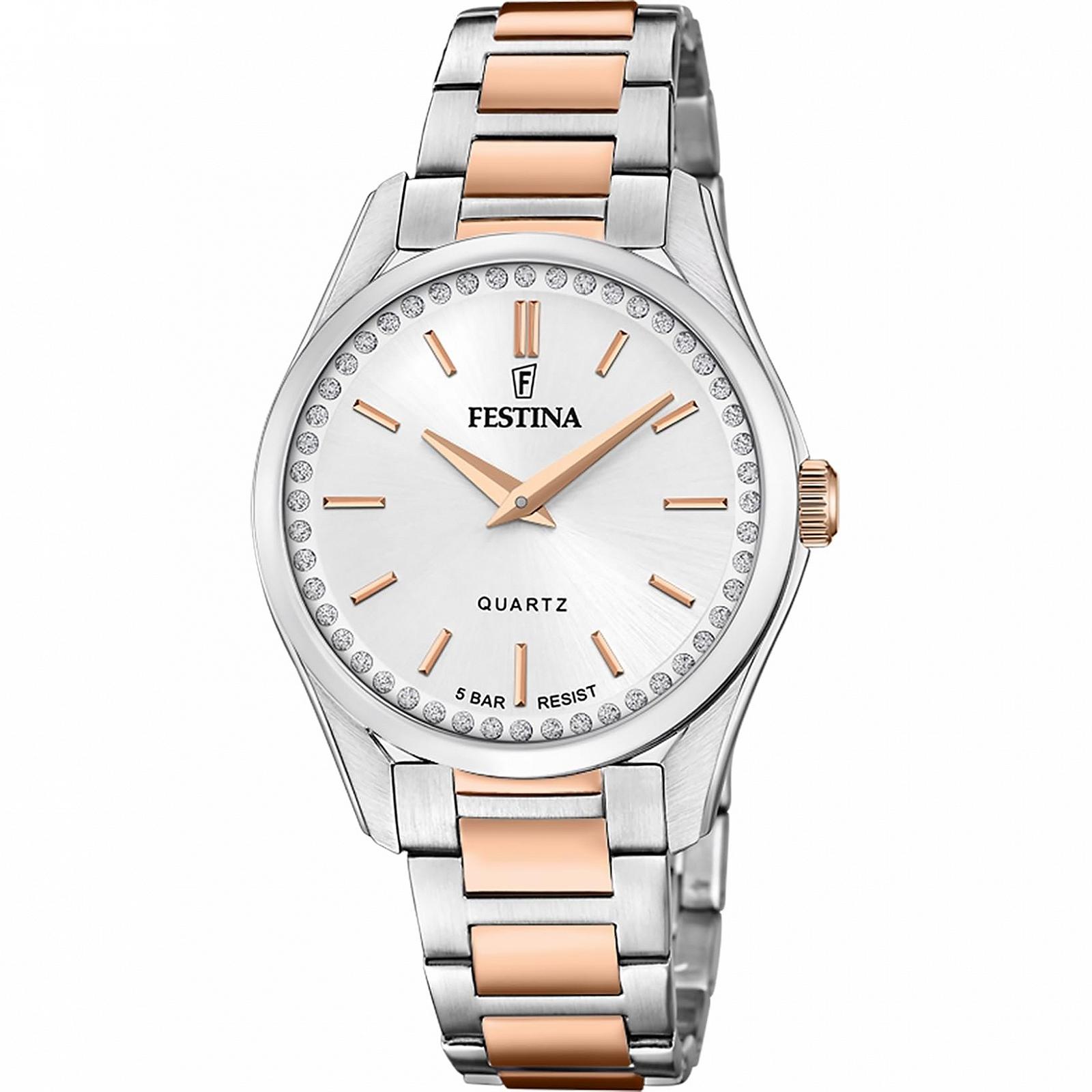 Женские аналоговые часы Festina F20620/1 Кварцевые Серебристо-серый/розовое золото, Браслет, фото №2