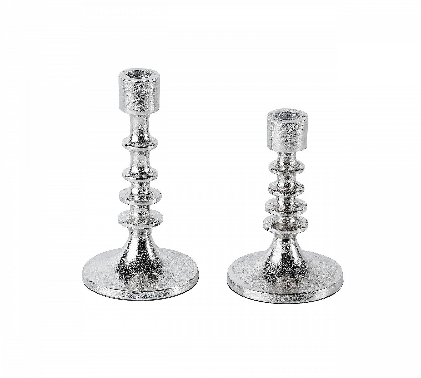 Набор Свечники Алюминий Серебряный Декор H 15 и 19 см, фото №2