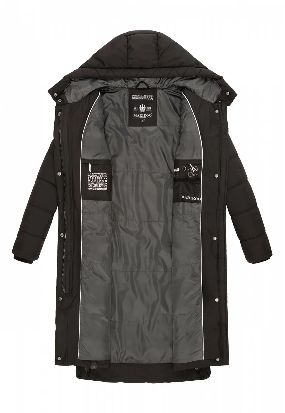 Женская зимняя куртка Marikoo B968, длинная, стеганая, на теплой подкладке, фото №5