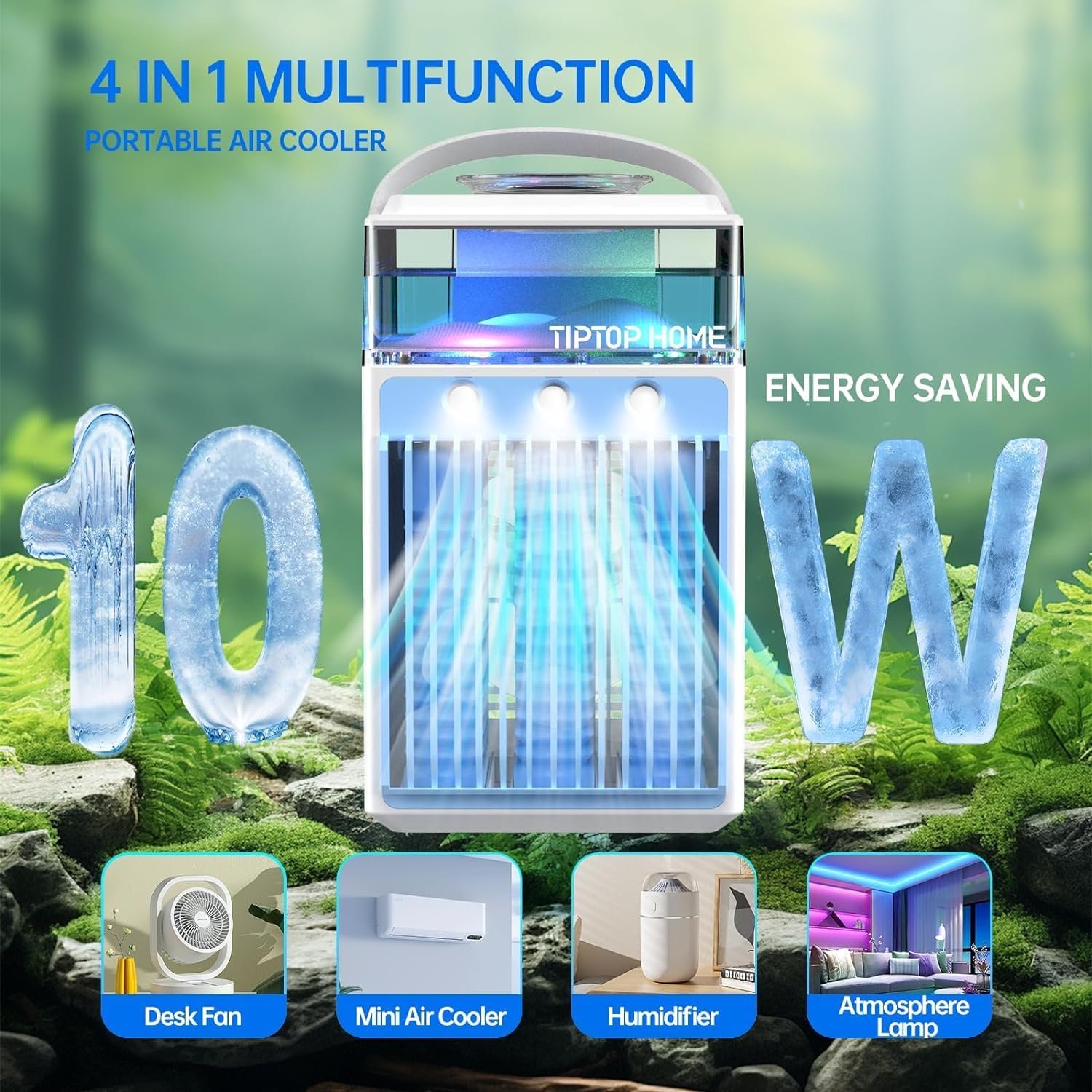 Міні-кондиціонер Охолоджувач повітря 4-в-1 USB Портативний 2000 мАг, фото №2