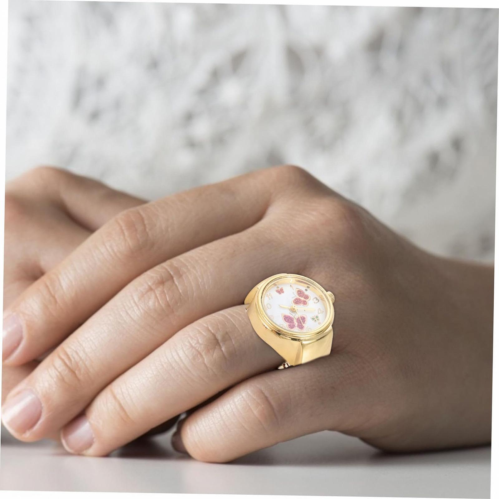 Кольцо-часы Beaupretty Schmetterlinge для женщин, модные часы на палец с большими цифрами для ежедневного использования, фото №3