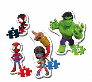 Пазл Clementoni Marvel Spidey and His Amazing Friends My First Puzzles 20836 4 мини-пазла (3, 6, 9, 12 элементов) для детей от 2 лет цена на synthetic.ua - Фото 1 Пазл Clementoni Marvel Spidey and His Amazing Friends My First Puzzles 20836 4 мини-пазла (3, 6, 9, 12 элементов) для детей от 2 лет synthetic.ua - Фото 1