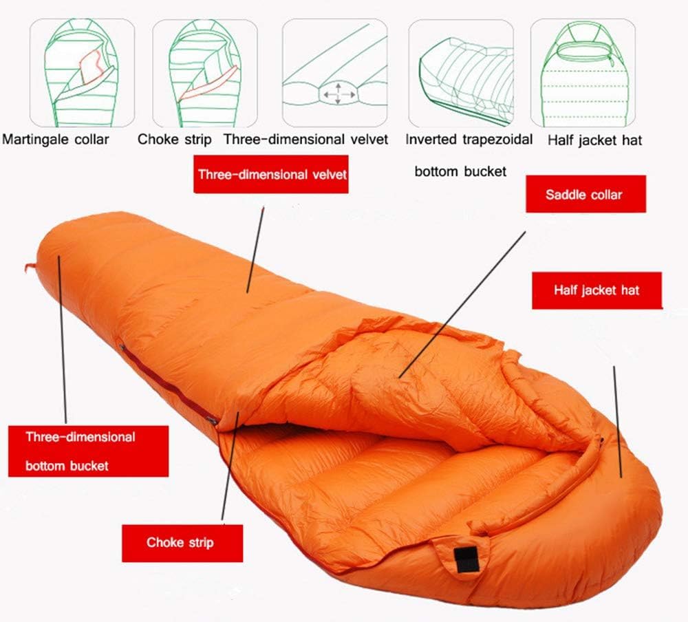 Мумие Schlafsack с теплым наполнителем из белого гусиного пуха, спальный мешок для 4 сезонов, черный 1300 г, фото №2