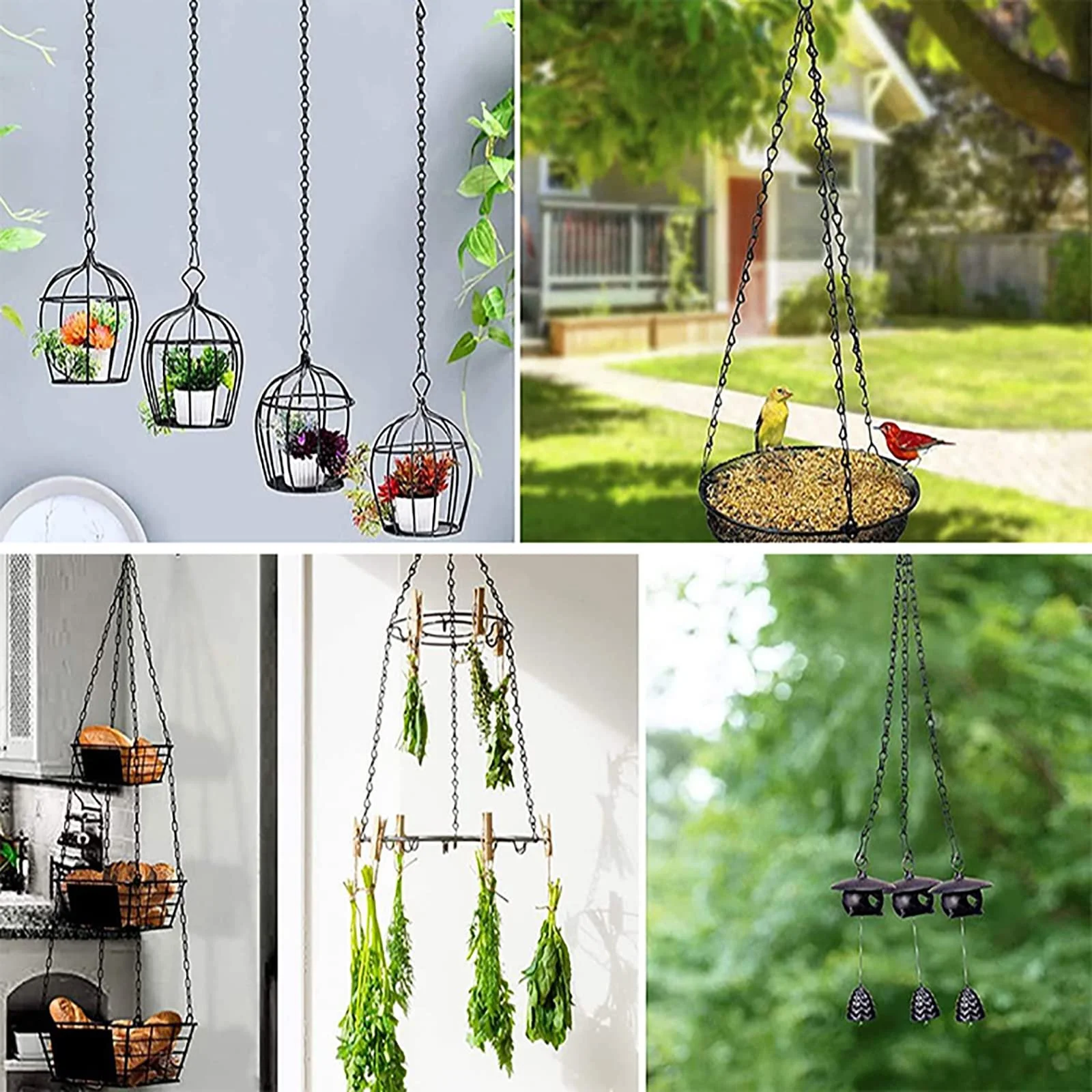 Цепочки для подвесных корзин Набор 9 шт. 40 см металлические Черный, фото №5 Цепочки для подвесных корзин Набор 9 шт. 40 см металлические Черный, фото №5