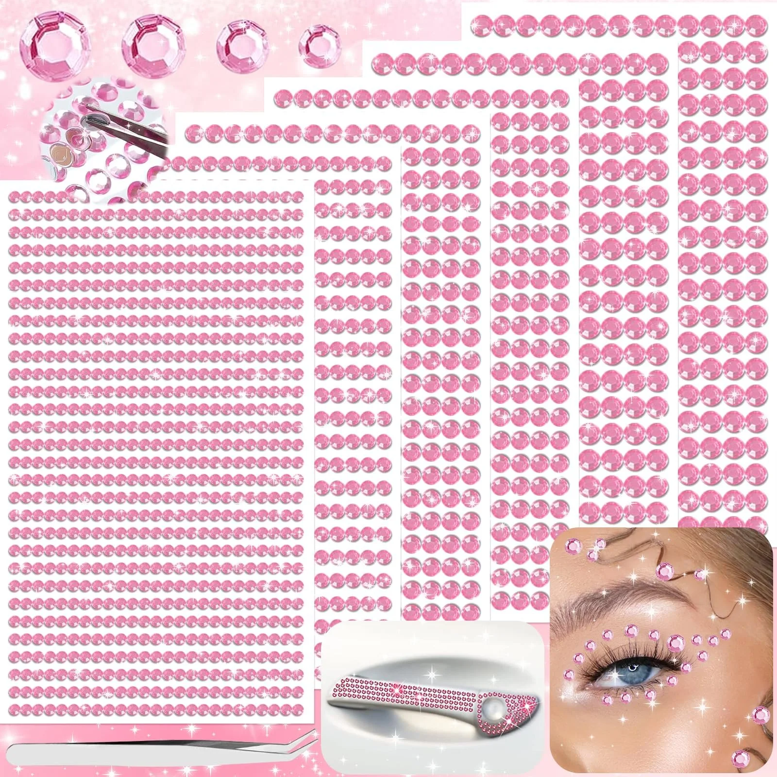 Стразы Самоклеящиеся dcas 3/4/5/6 мм Разного Размера Блестящие Камни 2168 шт., фото №1